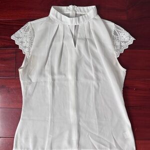 Laced High Neck Collar Orchestra V Neck Key Hole Zip Up Tshirt Sheer Size Small